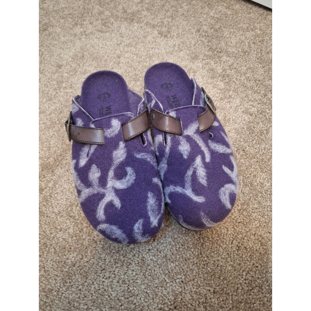Dr Andrew Weil Orthaheel Purple Felt Clogs Mules Womens 8 Orthotic Comfort Shoes